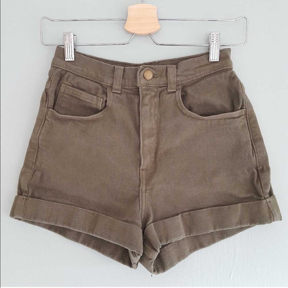 American Apparel Olive Bull Denim Shorts